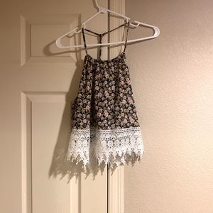 LA Hearts Floral Cropped Tank-Top